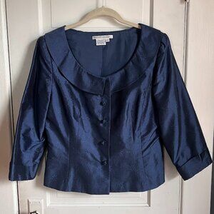 100% Silk Wide Collar Skirt Suit